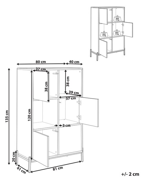 Polcrendszer MOINES 135 cm Barna/fekete