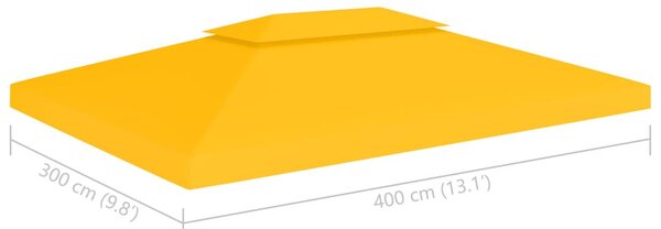 Sárga kétszintes pavilon-tetőponyva 310 g/m² 4 x 3 m