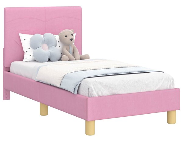 VidaXL Gyerekágy keret fejtámlával Rózsaszín 70 x 140 cm szövet