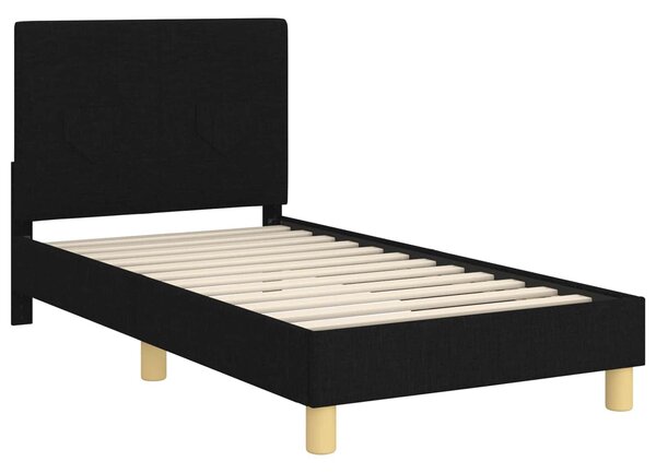 VidaXL Gyerekágy kerettel fejtámlával Fekete 80 x 160 cm szövet