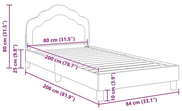 VidaXL Gyerekágy kerettel fejtámlával Tengeri Zöld 80 x 200 cm Bársony