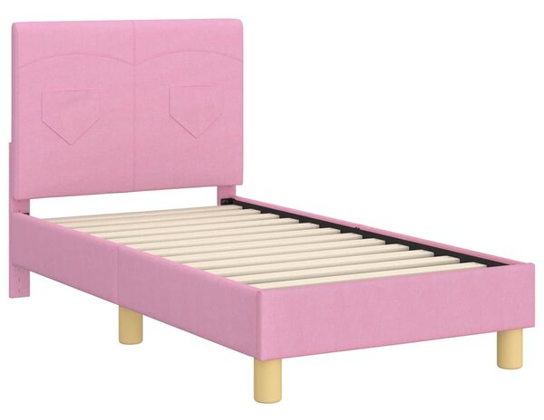 VidaXL Gyerekágy keret fejtámlával Rózsaszín 70 x 140 cm szövet