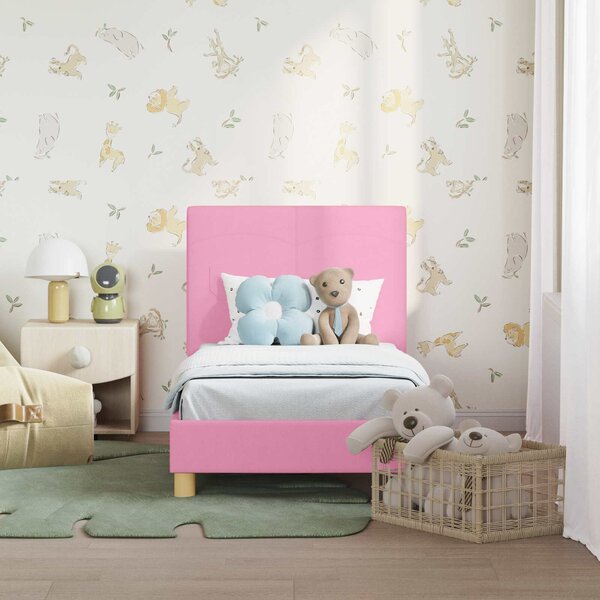 VidaXL Gyerekágy keret fejtámlával Rózsaszín 70 x 140 cm szövet