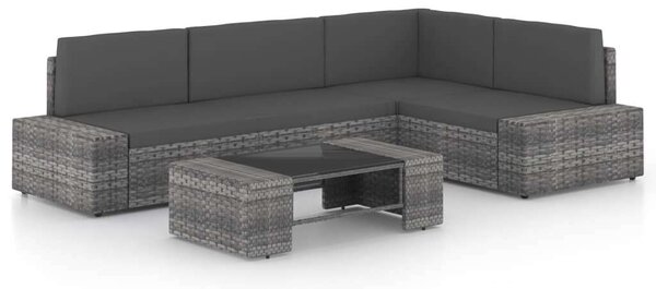 VidaXL 5 részes szürke polyrattan kerti ülőgarnitúra párnákkal