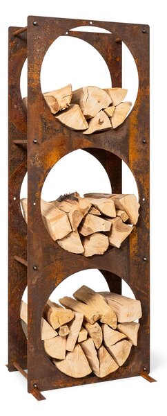 Blumfeldt Trio Circulo fa állvány, polc, 55 x 160 x 30 cm, 3 mm acél, rozsdás kinézet