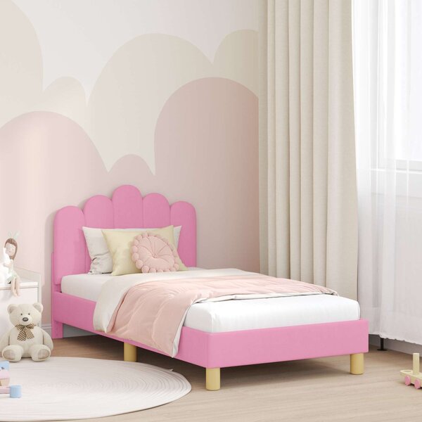 VidaXL Gyerekágy kerettel fejtámlával Rózsaszín 80 x 160 cm Szövet