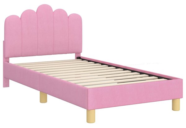 VidaXL Gyerekágy kerettel fejtámlával Rózsaszín 80 x 160 cm Szövet