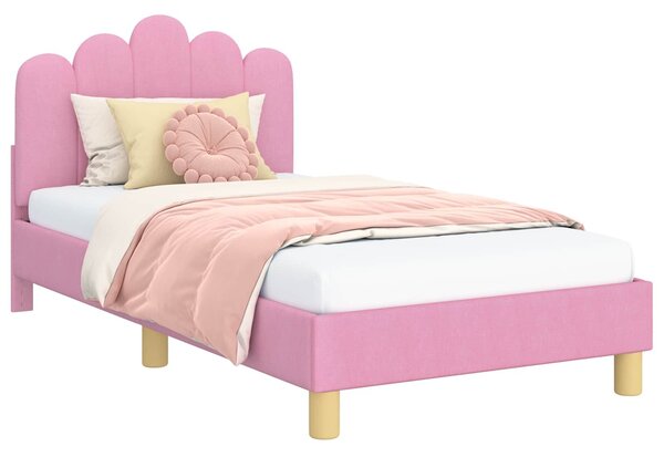 VidaXL Gyerekágy kerettel fejtámlával Rózsaszín 80 x 160 cm Szövet