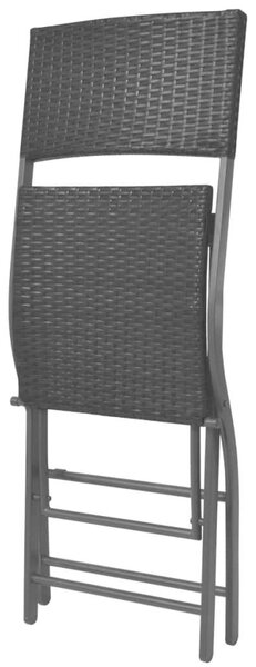 VidaXL 7-részes fekete kerti polyrattan/acél összecsukható étkezőszett