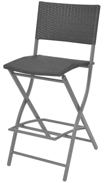 VidaXL 7-részes fekete kerti polyrattan/acél összecsukható étkezőszett