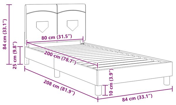 VidaXL Gyerekágy kerettel fejtámlával Farmerkék 80 x 200 cm szövet