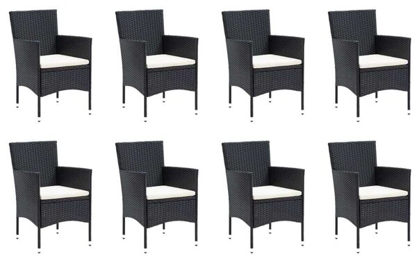 VidaXL - 9 részes Kerti Étkezőgarnitúra - Polyrattan - Fekete