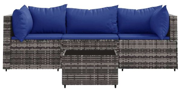 VidaXL 4 részes szürke polyrattan kerti ülőgarnitúra párnákkal