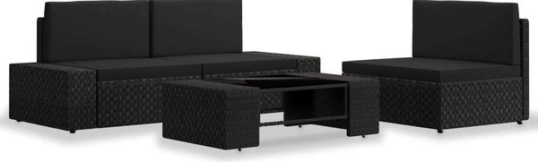 VidaXL 4 részes Polyrattan Kerti Ülőgarnitúra - Fekete