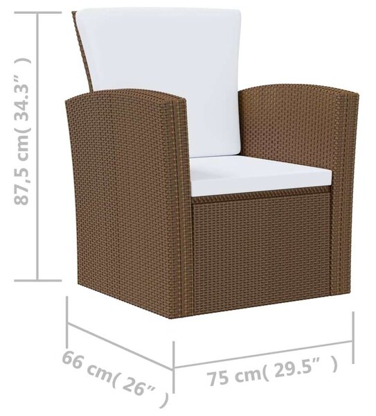 VidaXL Polyrattan Kerti Ülőgarnitúra - 16 részes - Barna