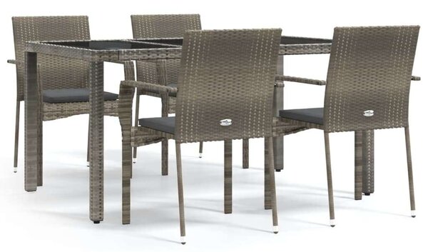 Polyrattan Kerti Étkezőgarnitúra - 5 részes - Szürke