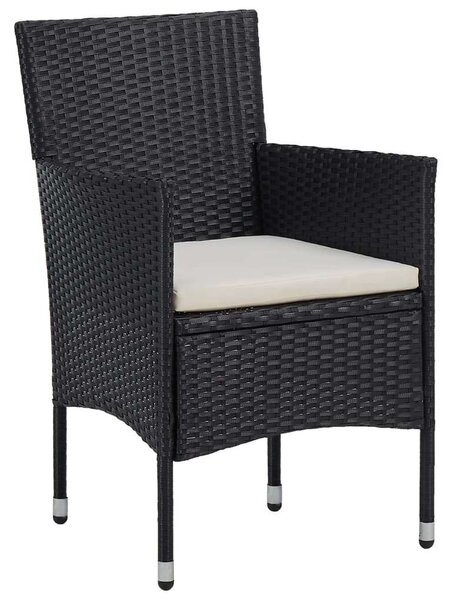 7 részes fekete polyrattan kerti étkezőgarnitúra