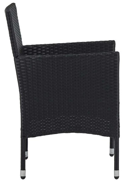 7 részes fekete polyrattan kerti étkezőgarnitúra