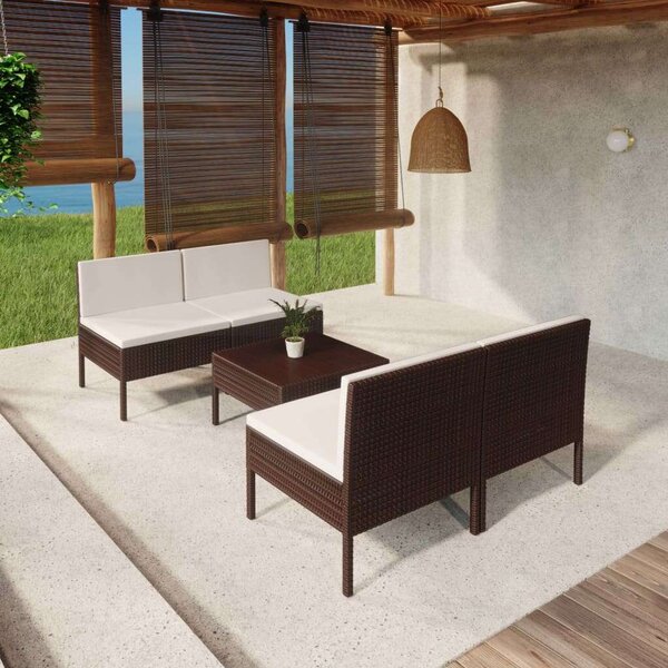 Polyrattan Kerti Bútorszett - 5 részes - Barna
