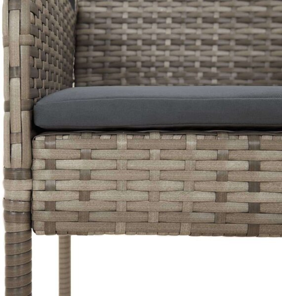 7-részes szürke polyrattan kerti ülőgarnitúra párnákkal