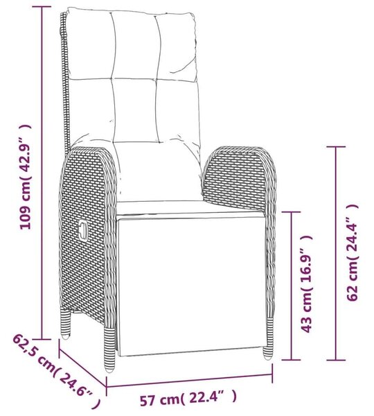 5 részes Szürke Polyrattan Kerti Étkezőgarnitúra - 150x90 cm Asztallal