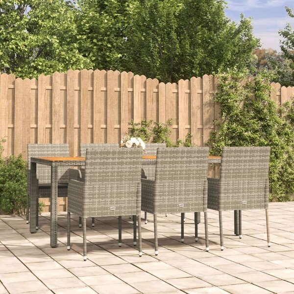 7-részes szürke polyrattan kerti ülőgarnitúra párnákkal
