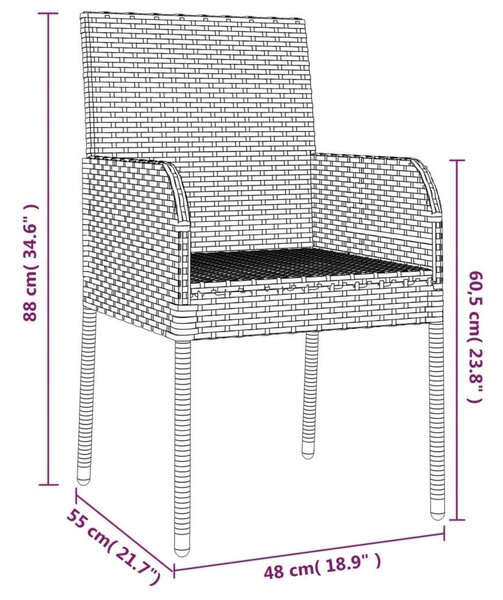 7-részes szürke polyrattan kerti ülőgarnitúra párnákkal