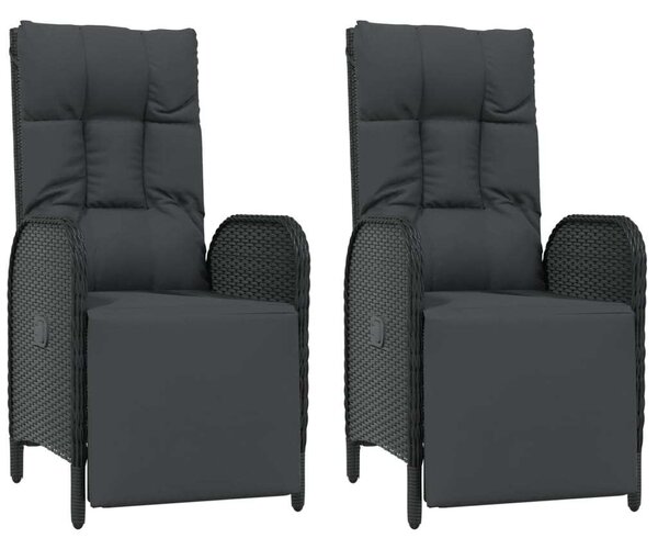 4 részes fekete polyrattan kerti ülőgarnitúra párnákkal