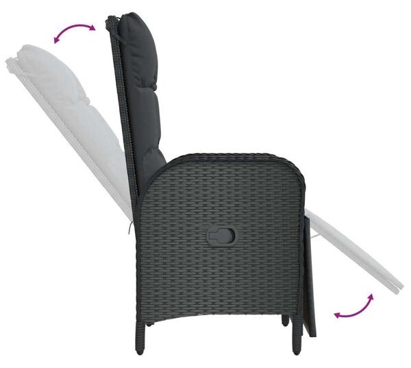 4 részes fekete polyrattan kerti ülőgarnitúra párnákkal