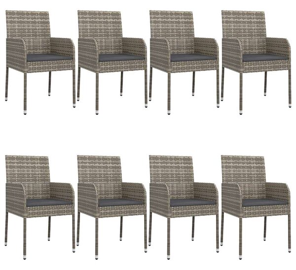 Polyrattan Kerti Étkezőszett - 9 részes - Fekete/Szürke
