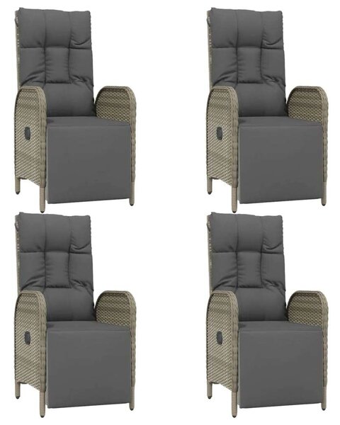 5 részes Szürke Polyrattan Kerti Étkezőgarnitúra - 150x90 cm Asztallal