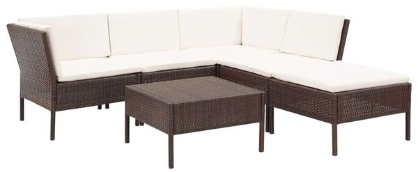 Polyrattan Kerti Bútorszett - 6 részes - Barna