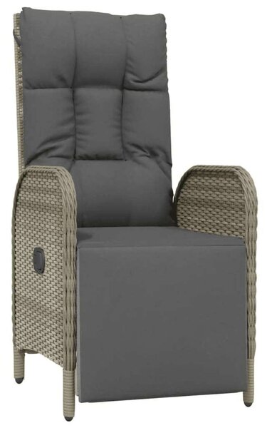 5 részes Szürke Polyrattan Kerti Étkezőgarnitúra - 150x90 cm Asztallal