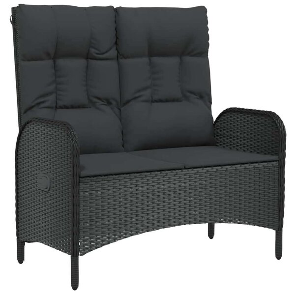 4 részes fekete polyrattan kerti ülőgarnitúra párnákkal