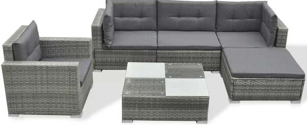 Polyrattan Kerti Bútorszett - 6 részes - Szürke