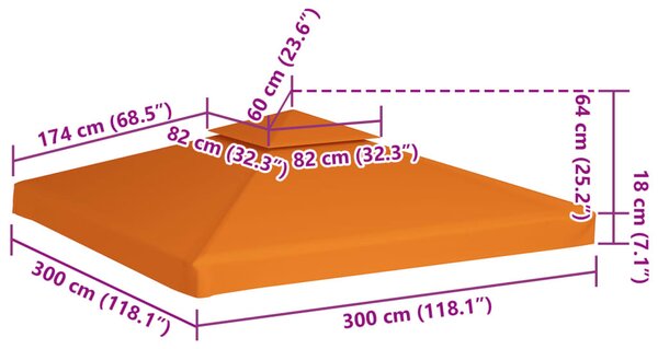 Narancssárga csere pavilon ponyvatető 310 g/m² 3 x 3 m