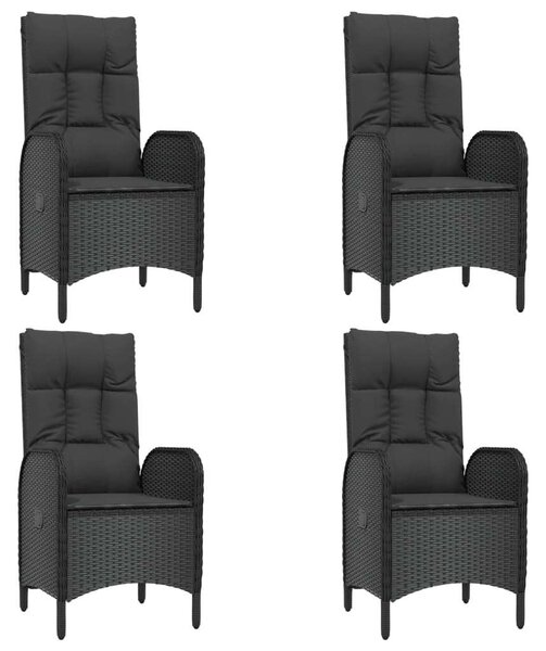 5 részes fekete polyrattan kerti étkezőgarnitúra párnákkal