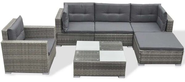 Polyrattan Kerti Bútorszett - 6 részes - Szürke