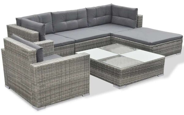 Polyrattan Kerti Bútorszett - 6 részes - Szürke