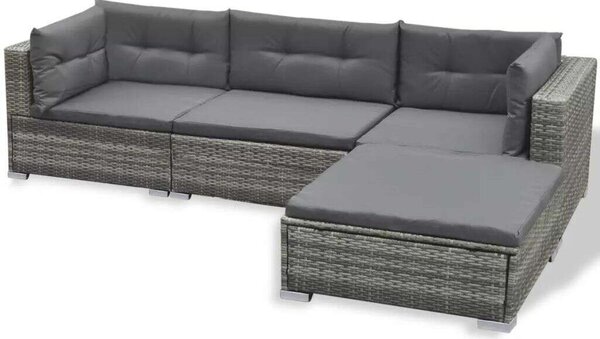Polyrattan Kerti Bútorszett - 6 részes - Szürke
