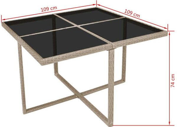 Polyrattan Kültéri Étkezőgarnitúra - 9 részes - Bézs