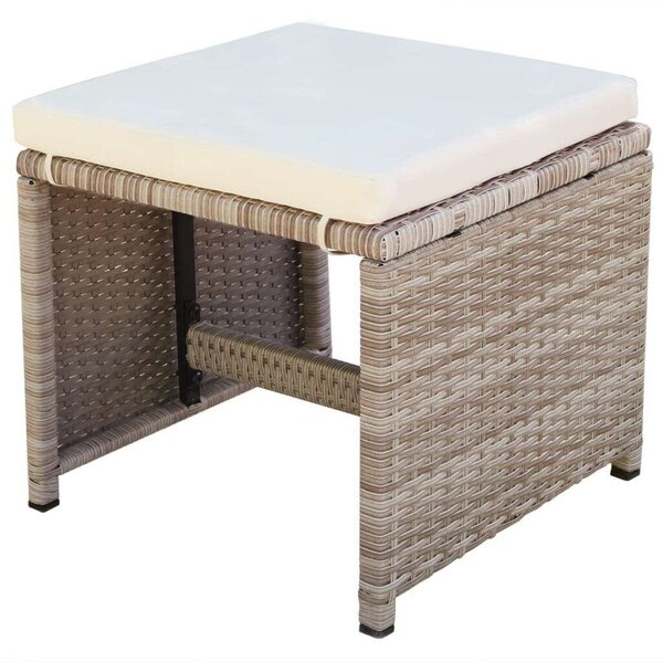 Polyrattan Kültéri Étkezőgarnitúra - 9 részes - Bézs