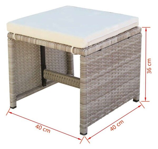 Polyrattan Kültéri Étkezőgarnitúra - 9 részes - Bézs