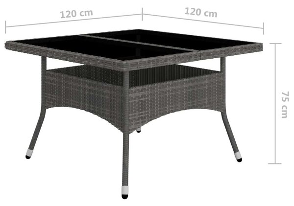 Polyrattan Kerti Étkezőgarnitúra - 9 részes - Szürke