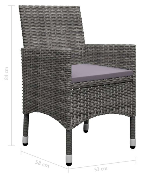 Polyrattan Kerti Étkezőgarnitúra - 9 részes - Szürke