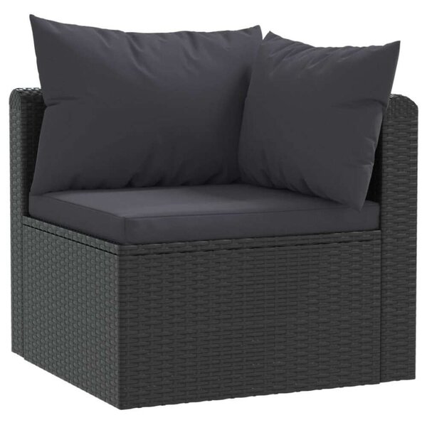 VidaXL 4-részes Kerti Ülőgarnitúra - Fekete Polyrattan