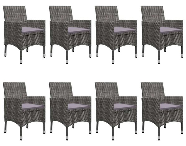 Polyrattan Kerti Étkezőgarnitúra - 9 részes - Szürke