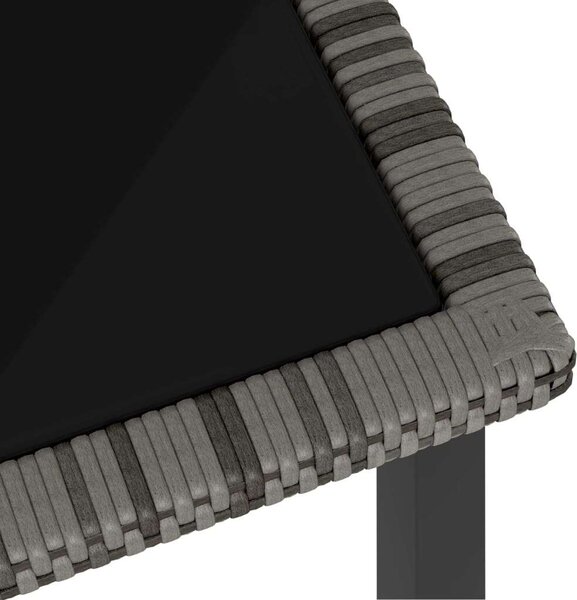 Kertbútor - Polyrattan Étkezőasztal - Szürke - 140x70 cm