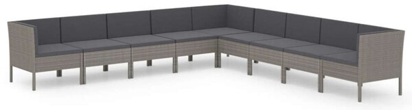 Polyrattan Kerti Ülőgarnitúra - 9 részes - Szürke