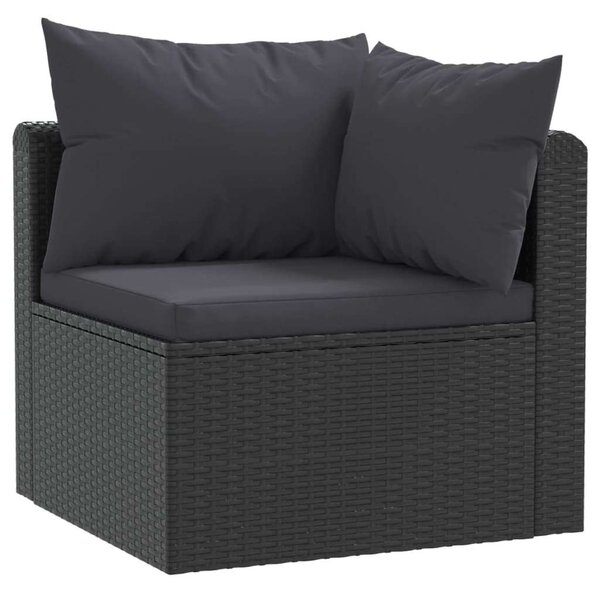 VidaXL 4-részes Kerti Ülőgarnitúra - Fekete Polyrattan